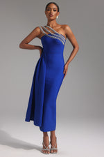 Load image into Gallery viewer, Marcella One Shoulder Diamond Bandage Maxi Dress