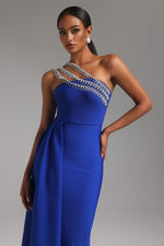 Load image into Gallery viewer, Marcella One Shoulder Diamond Bandage Maxi Dress