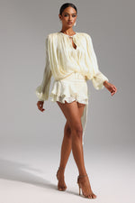 Load image into Gallery viewer, Dekia Long Sleeve Hollow Out Flounce Mini Dress