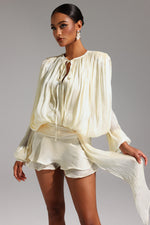 Load image into Gallery viewer, Dekia Long Sleeve Hollow Out Flounce Mini Dress
