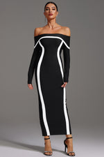 Load image into Gallery viewer, Hilda Off-the-Shoulder Long Sleeve Maxi Dress