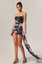 Load image into Gallery viewer, Orli Printed Flowers Streamer Mini Dress