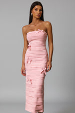 Load image into Gallery viewer, Gayu Sleeveless Bow Wrinkles Midi Dress