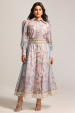 Load image into Gallery viewer, Ruby Long Sleeve Floral Printed Lace Top And Skirt Two-Piece Set