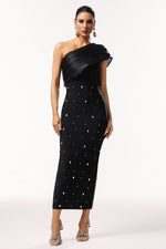 Load image into Gallery viewer, Ninon One Shoulder Sleeveless Diamond Bandage Maxi Dress