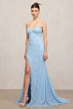 Load image into Gallery viewer, Lace Spaghetti-Strap Floor-Length Dress