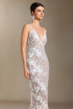 Load image into Gallery viewer, Thea Sling V-neck Sequins Lace maxi wedding dress