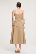 Load image into Gallery viewer, Asymmetric-Draped Crepe Midi Dress