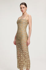 Load image into Gallery viewer, Floral crochet cutout mini dress