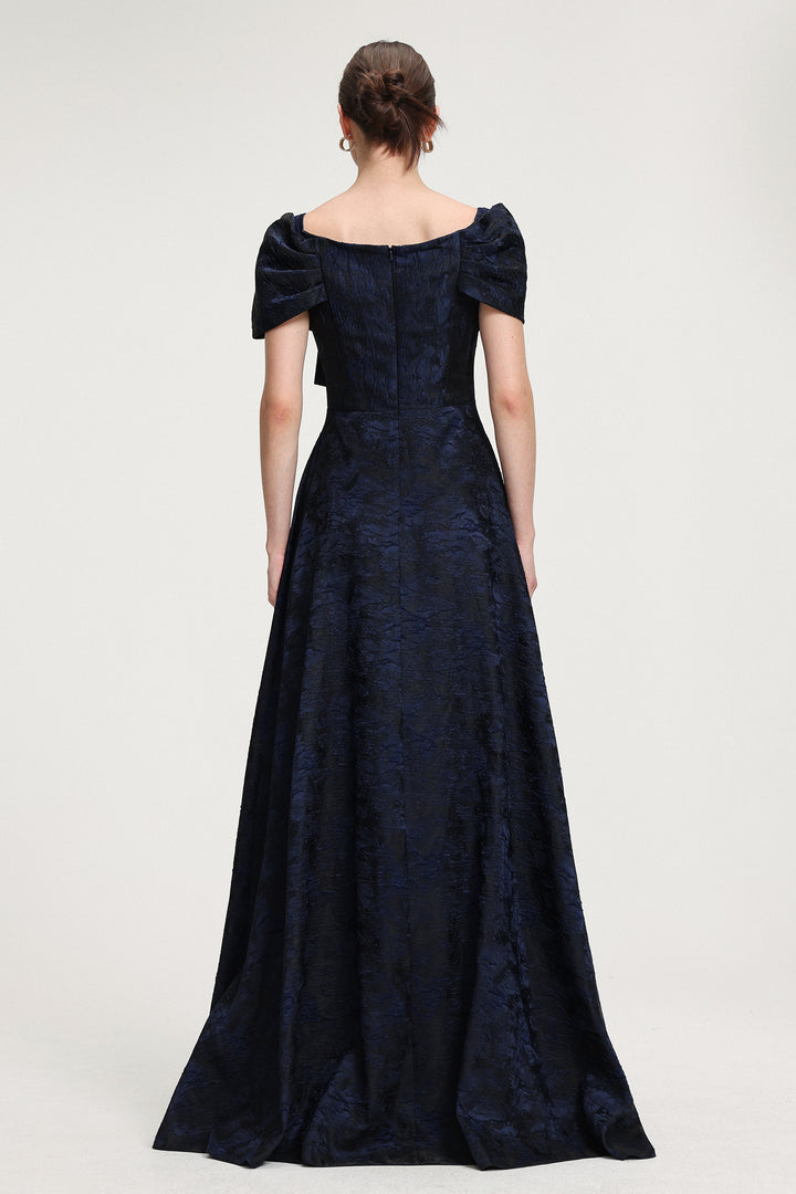 Bow-Detail Jacquard Maxi Dress