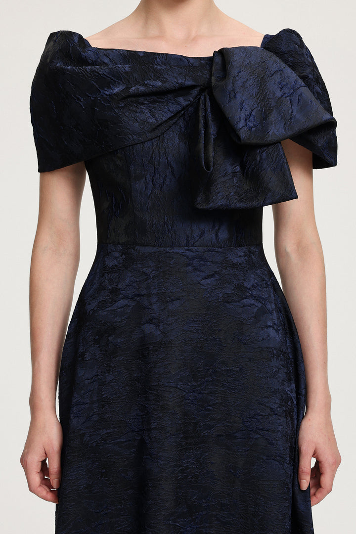 Bow-Detail Jacquard Maxi Dress