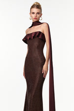 Load image into Gallery viewer, Zainab Elegant Contour Rhinestone Knit Maxi Dress