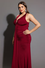 Load image into Gallery viewer, Elsie Halter Sleeveless V-Neck Wrinkles Maxi Dress