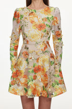 Load image into Gallery viewer, Vicky Romantic Tailored Long Sleeve Embroidered Floral Mini Dress
