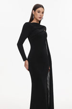 Load image into Gallery viewer, Louxia Elegant Contour One Sleeve Asymmetric Cape Maxi Dress