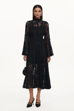 Load image into Gallery viewer, Karsten Resort Flowy Round Neck Long Sleeve Lace Maxi Dress