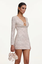 Load image into Gallery viewer, Manik Chic Contour Long Sleeve Cut Out Sequin Mini Dress