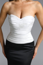 Load image into Gallery viewer, Diona Elegant Contour Strapless Pleated Contrast Satin Maxi Dress