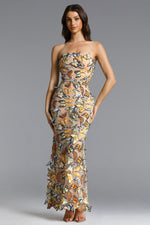 Load image into Gallery viewer, Karina Elegant Contour Strapless Butterfly Maxi Dress