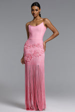 Load image into Gallery viewer, Ezgi Chic Contour Strapless Floral Fringe Bandage Maxi Dress