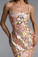 Load image into Gallery viewer, Loretta Romantic Contour Sleeveless Floral Sequin Mini Dress