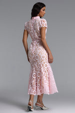 Load image into Gallery viewer, Felix Elegant Cinched Short Sleeve Floral Lace Maxi Dress