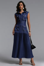 Load image into Gallery viewer, Jouy Elegant Tailored Sleeveless Pleated Maxi Dress