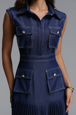 Load image into Gallery viewer, Jouy Elegant Tailored Sleeveless Pleated Maxi Dress