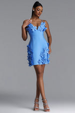 Load image into Gallery viewer, Valentina Elegant Contour V Neck Floral Bandage Mini Dress	
