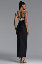 Load image into Gallery viewer, Riza Chic Contour Halter Rhinestone Bandage Maxi Dress
