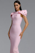 Load image into Gallery viewer, Lisiya Elegant Contour High Neck Bow Puff Sleeve Bandage Maxi Dress	