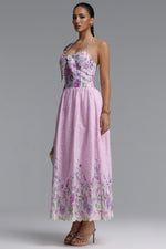 Load image into Gallery viewer, Emory Resort Flowy Spaghetti Strap Bow Floral Print Woven Maxi Dress	