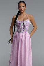 Load image into Gallery viewer, Emory Resort Flowy Spaghetti Strap Bow Floral Print Woven Maxi Dress	
