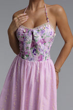 Load image into Gallery viewer, Emory Resort Flowy Spaghetti Strap Bow Floral Print Woven Maxi Dress	