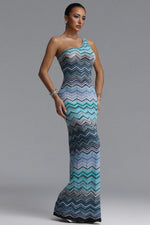 Load image into Gallery viewer, Raisin Resort Contour Chevron Print Knit Maxi Dress