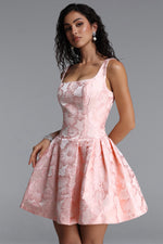 Load image into Gallery viewer, Deborah Classic Tailored Square Neck Floral Jacquard Woven Mini Dress