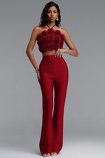 Load image into Gallery viewer, Ferean Stylish Halter Floral Mini Top And Slim Bandage Pants Two-Piece Set