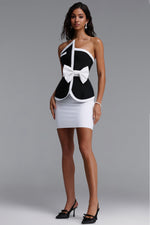 Load image into Gallery viewer, Erica Classic Slim Color Block Black Bandage Crop Top And Mini Skirt Two-Piece Set