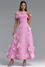 Load image into Gallery viewer, Gacia Elegant Off Shoulder Floral Maxi Dress
