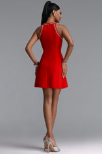 Load image into Gallery viewer, Sophie Minimalist Crew Neck Rhinestone Sleeveless Stretch Bandage Mini Dress