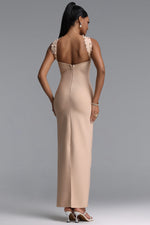 Load image into Gallery viewer, Nesya Sleeveless Pearl Bandage Nude Maxi Dress