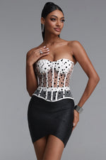Load image into Gallery viewer, Julissa Sexy Fitted Strapless Polka Dot Boned Top