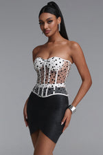 Load image into Gallery viewer, Julissa Sexy Fitted Strapless Polka Dot Boned Top