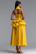 Load image into Gallery viewer, Shea Elegant Waist-Cinched Halter Neck Ruffled Maxi Dress
