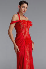 Load image into Gallery viewer, Fredrika Sexy Halter Off Shoulder Ruffle Lace Maxi Dress