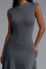 Load image into Gallery viewer, Tadeo Chic Contour Sleeveless Diagonal Stripes Asymmetric Hem Knit Midi Dress