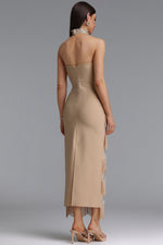 Load image into Gallery viewer, Pelze Glamorous Contour Strapless Tassel Rhinestone Bandage Maxi Dress