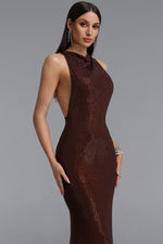 Load image into Gallery viewer, Dorothea Minimalist Contour Sleeveless Rhinestone Knitted Maxi Dress