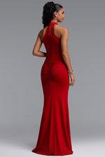 Load image into Gallery viewer, Octavia Elegant Contour Sleeveless Slit Sequin Woven Red Maxi Dress