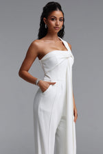 Load image into Gallery viewer, Lexy Elegant One Shoulder Knot Pleated Long Jumpsuit